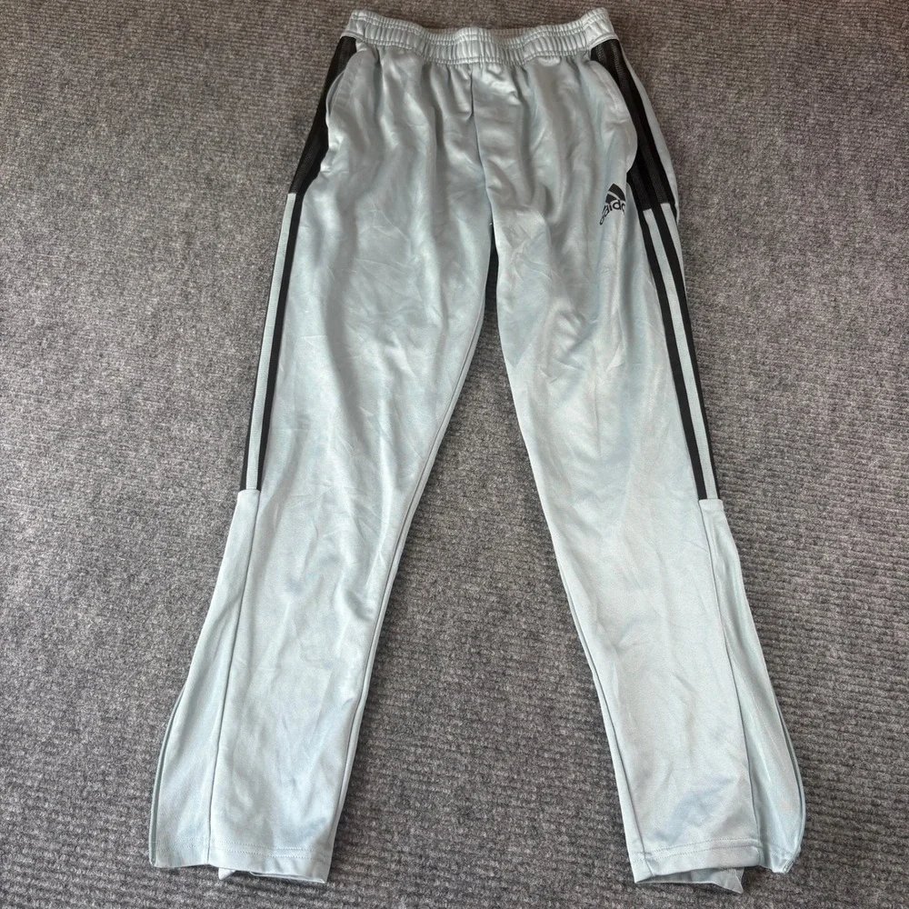 Adidas Tiro Track Pants Mens Small Light Blue Silver 3-Stripe Soccer Joggers